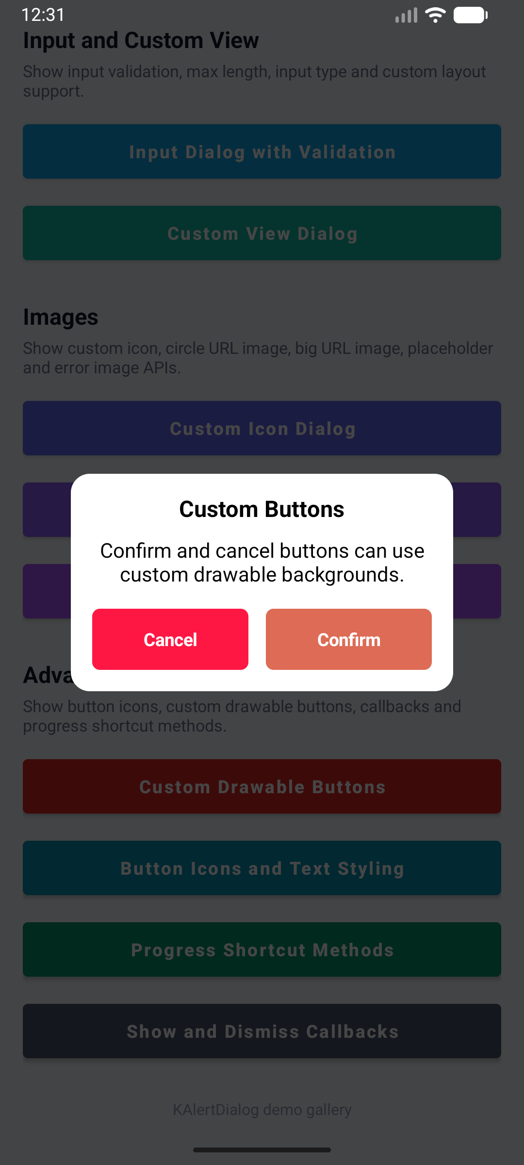KAlertDialog Custom Button Drawable Dialog