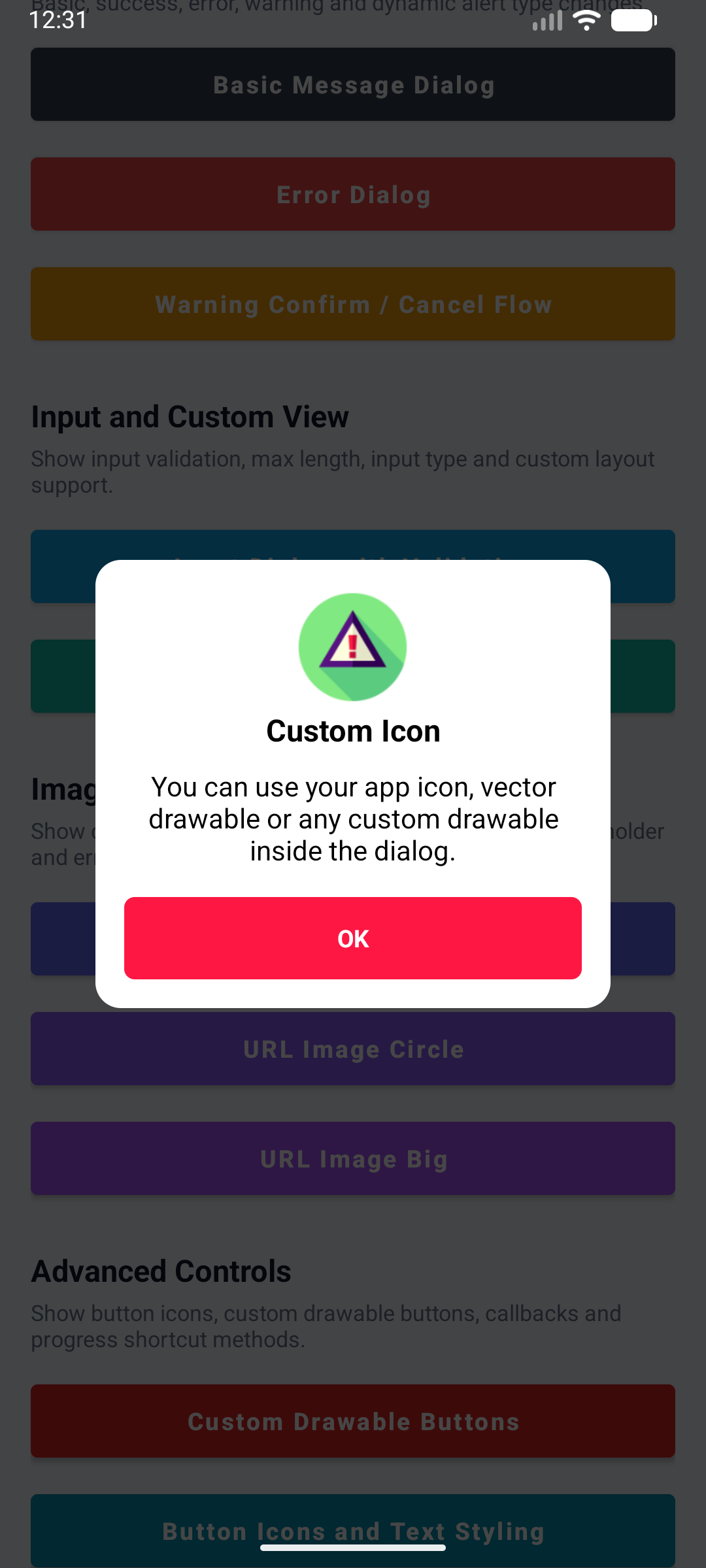 KAlertDialog Custom Icon Dialog