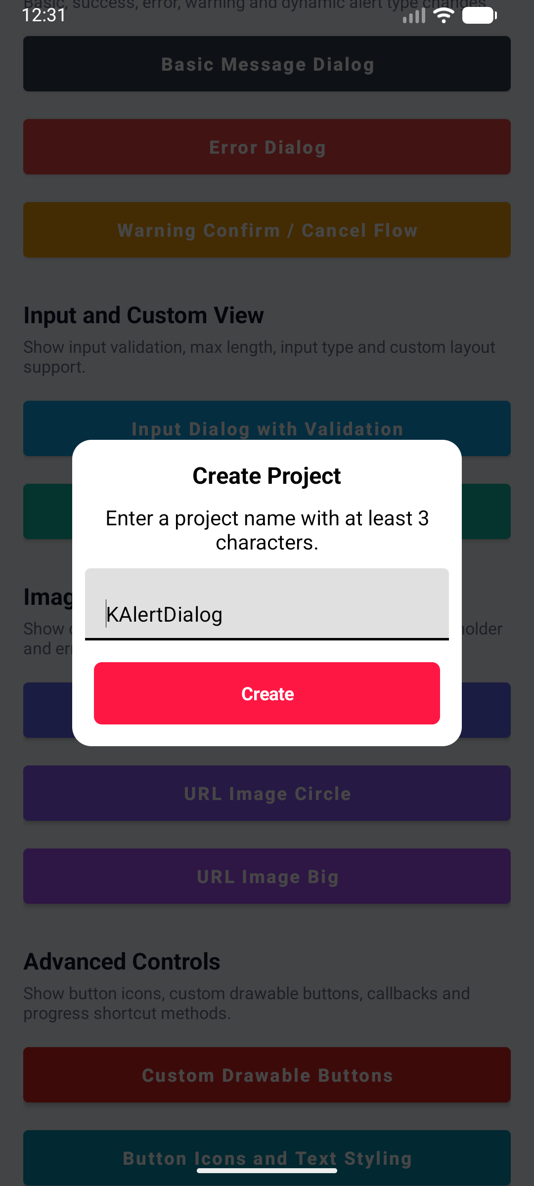 KAlertDialog Input Validation Dialog