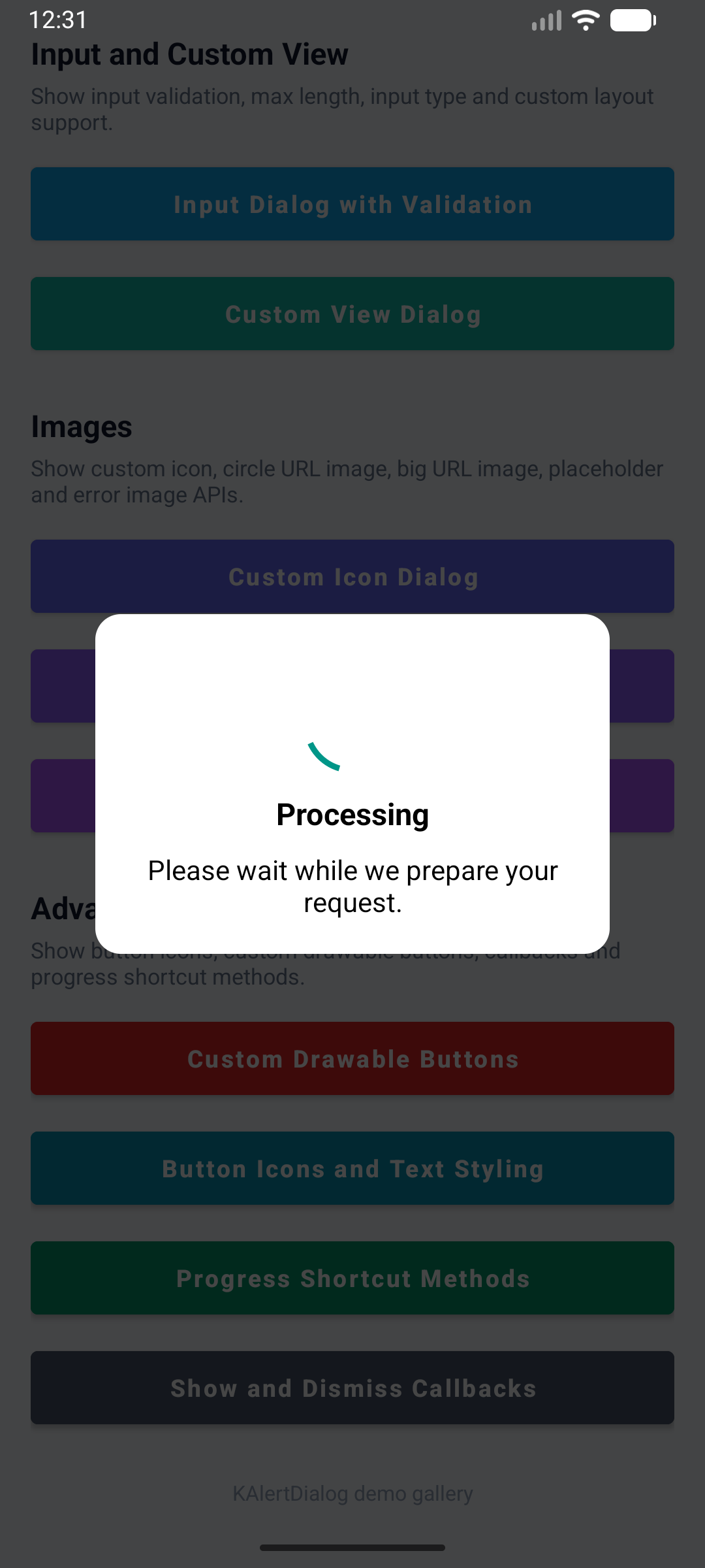 KAlertDialog Progress Shortcut Methods Dialog